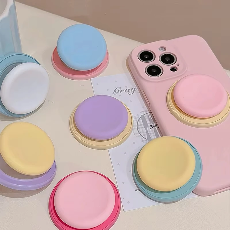 

Cute Macaron Silicone Round Magnetic Holder Grip Tok Griptok Phone Stand Holder Support For iPhone 15 For Pad Magsafe Smart Tok