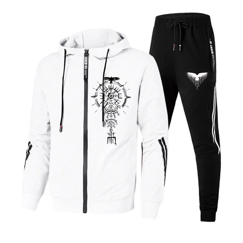 

Men's Tracksuit Zipper Hoodie Black Sweatpants Urban Casual Fashion Sportswear Autumn Winter Male Home Outdoor Comfort Outfits