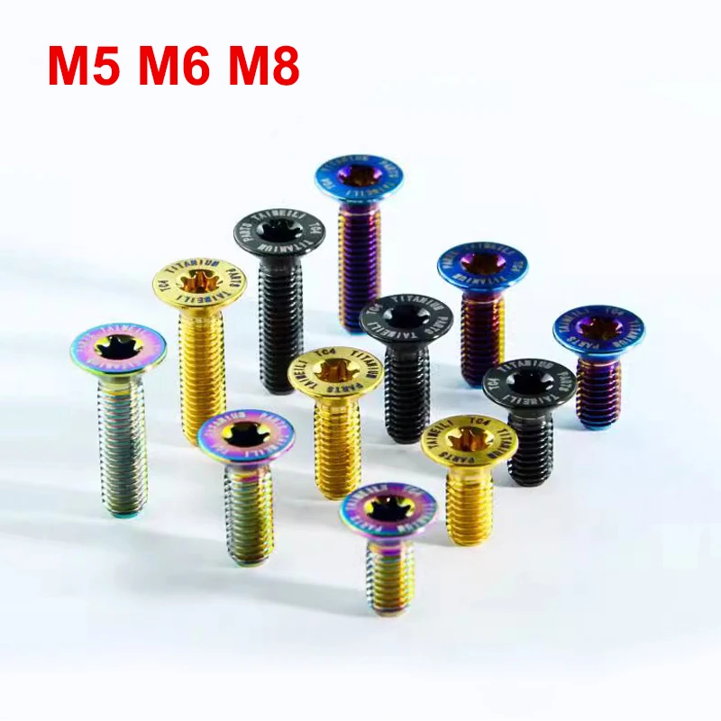 1pc Titanium Bolt M5 M6 M8 Torx Flat Countersunk Head Screw Inside Plum Blossom Screw Bike Modification Screws Length 12mm-50mm