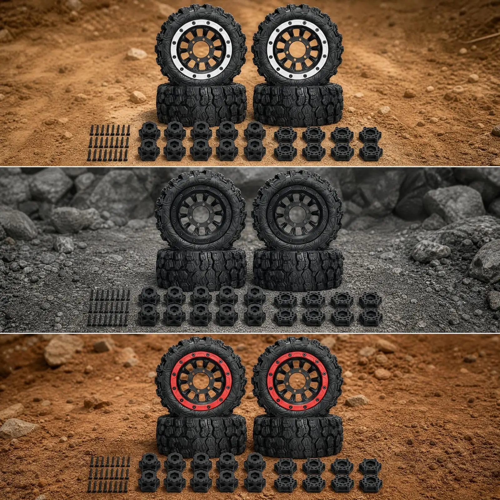 RC Off Road Tire 1/10 Crawler Rubber Wheel with 12mm Hex Adapter for Rock Trail Truck Kit