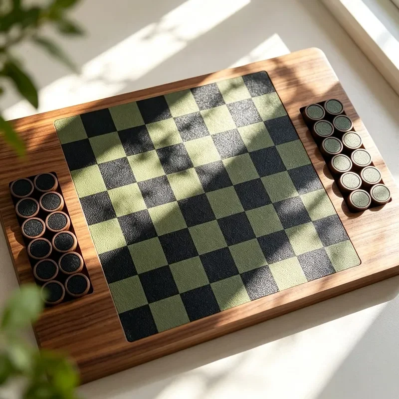 Modern Light Luxury Horsehair Leather Chess Board Ornament for Living Room Bedroom Table Top Decoration Model Room Sales