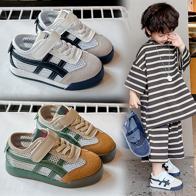 

2026 Latest Fashion Girls Shoes Lace Mesh Breathable Spring Autumn Sneakers Retro Style Shoes for Boys and Girls Kids Shoes