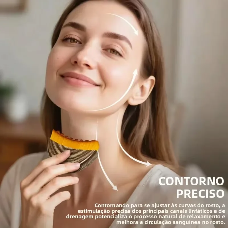 Nova Escova de Contorno Facial Linfático, Massageador de Drenagem Linfática para o Rosto, Projetada Ergonomicamente para Ajustar-se Precisamente à Pel