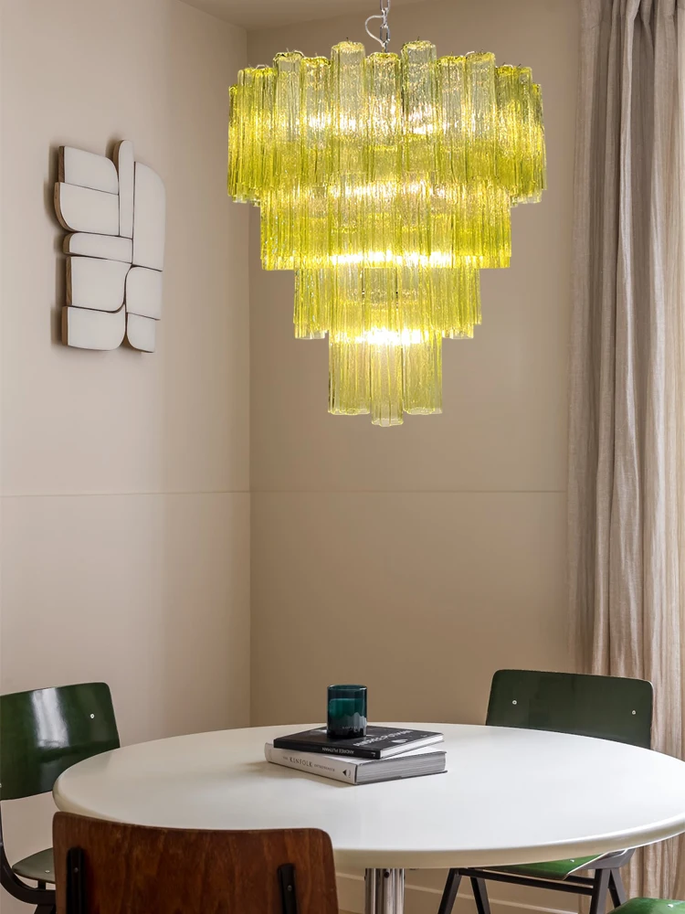 Blue Dream Glass Art French Design LED Chandelier Lighting Hanging Lamps Lustre Suspension Luminaire Lampen For Dinning Room