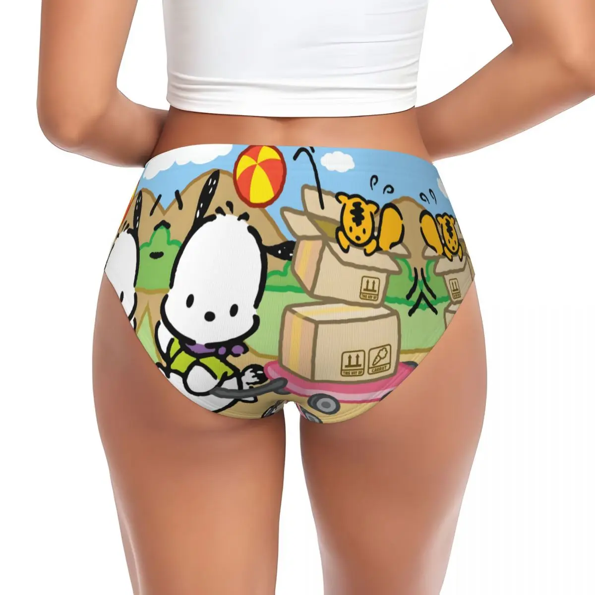 مخصص أنيمي Pochacco Kawaii مانغا ملخصات الملابس الداخلية النسائية مريحة تمتد الكلاسيكية       سراويل داخلية