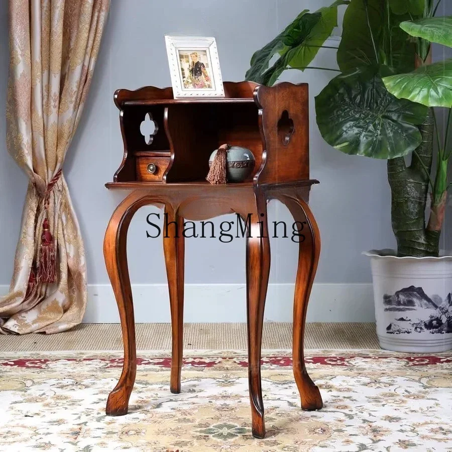 CL solid wood corner few books and newspapers small coffee table living room sofa side phone table