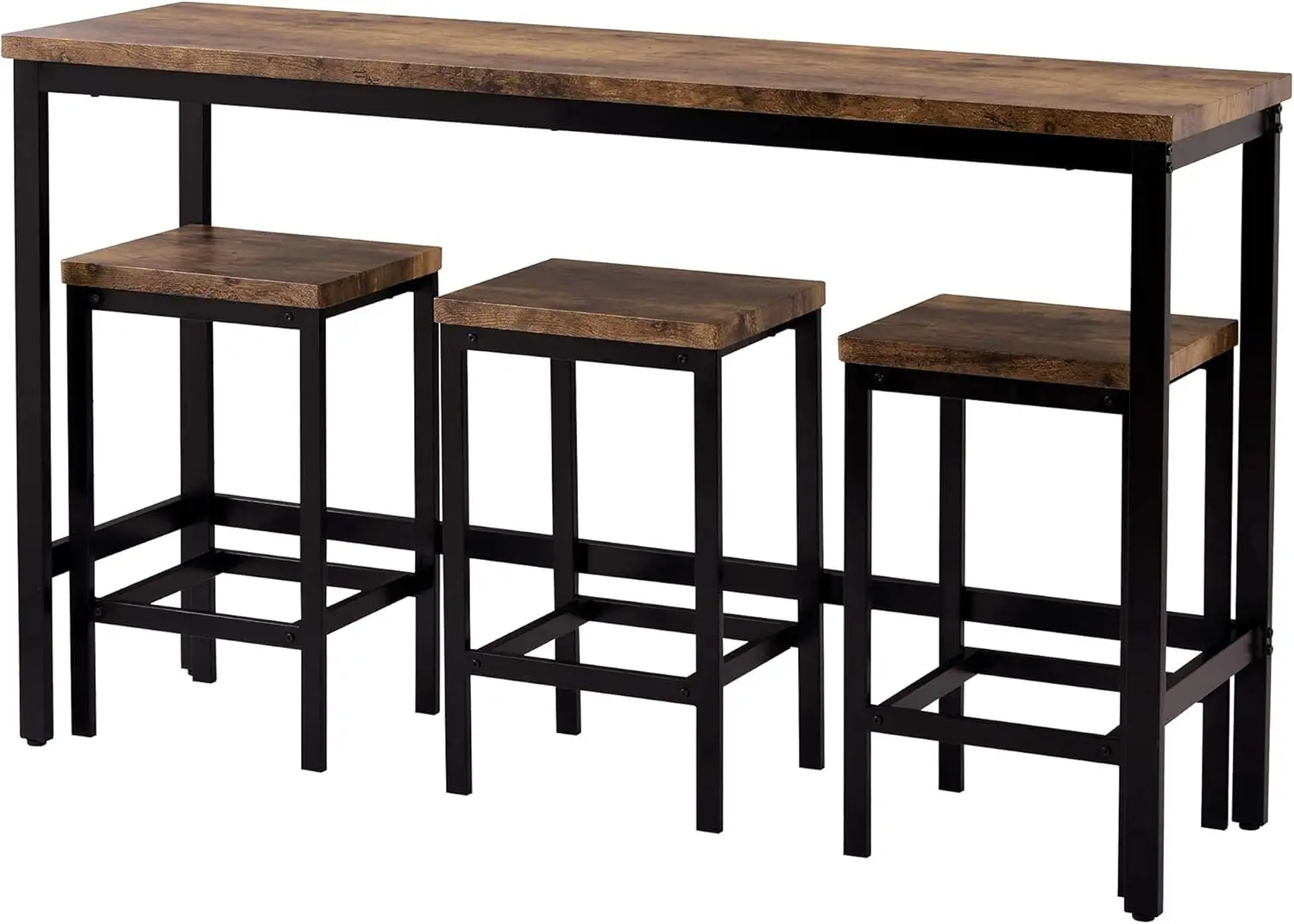 

Knocbel Industrial Compact Dining Table And Stools, 4-Piece Counter Height Kitchen Pub Bar Dining Room Furniture Set With Metal