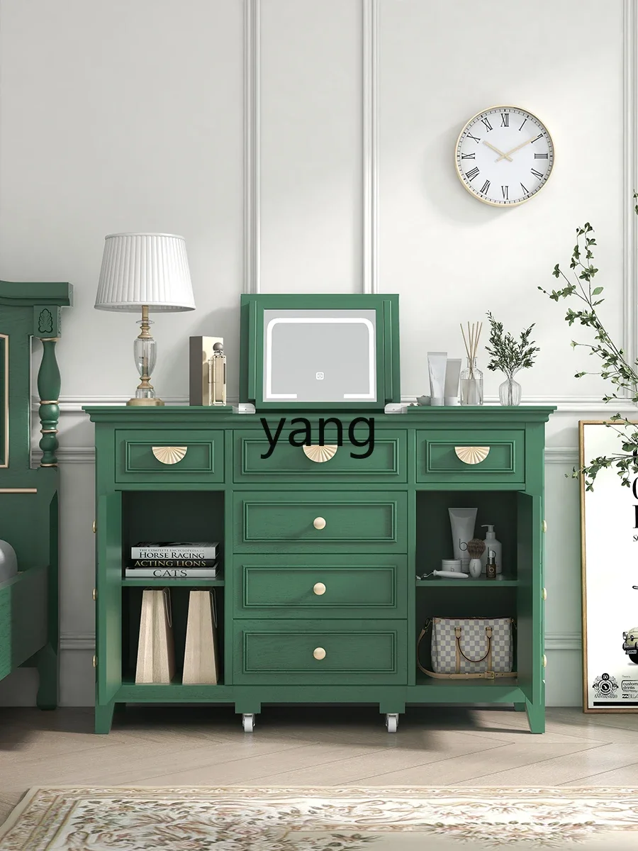 Yhl Meja Rias Retro High Sense Dresser Lampu Kecantikan Cermin Meja Rias dengan Bangku Rias