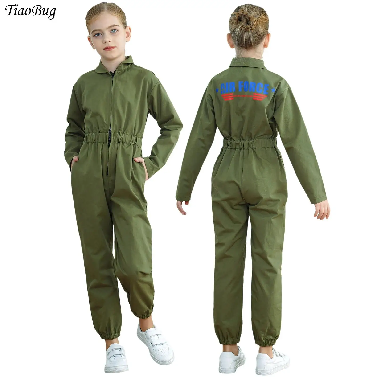 

Halloween Cosplay Costume Fighter Pilot Air Force Aviator Flight Suit One Piece Long Sleeve Jumpsuit Overall Party Roleplay