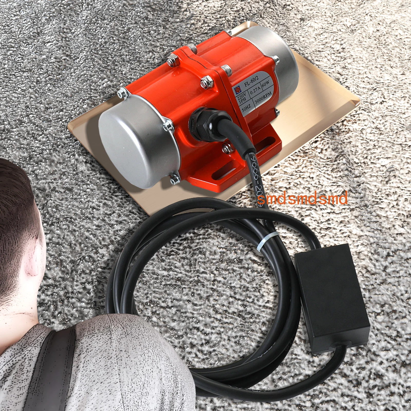 60W 220V AC Concrete Vibration Motor Vibrating Asynchronous Vibrator Aluminum Alloy Case 3000RPM