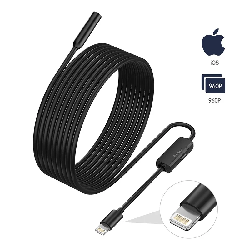 

960P 5,5 мм/8 мм эндоскопическая бороскопическая камера IP68 WP для iPhone iPad Android 6/8LED крючок магнит видео фото аксессуары для осмотра