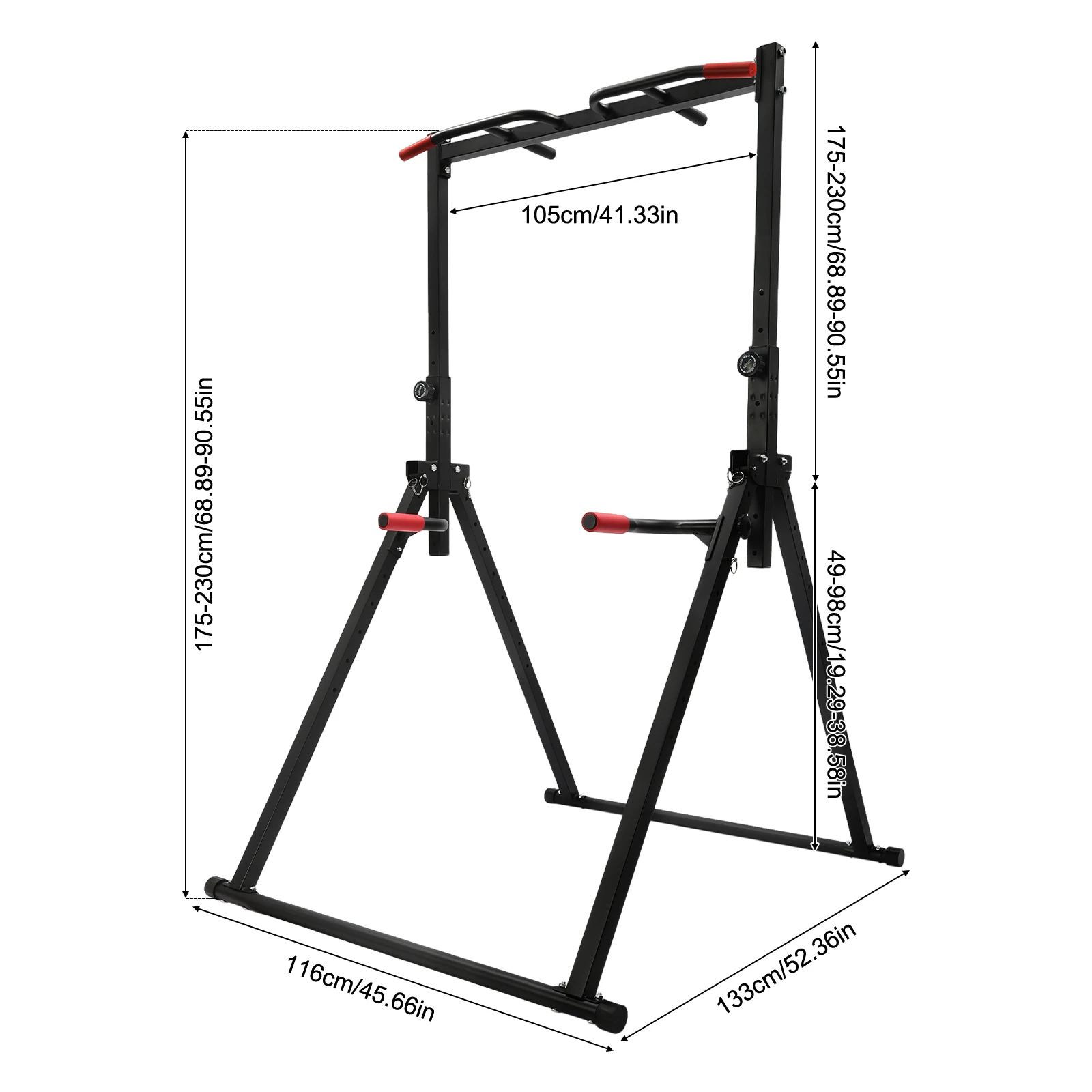 Zwarte driehoekige pull-up station, pull-up bar voor thuisgym, krachttrainingsapparatuur, verstelbare hoogte horizontale bar voor thuis - afbeelding 1