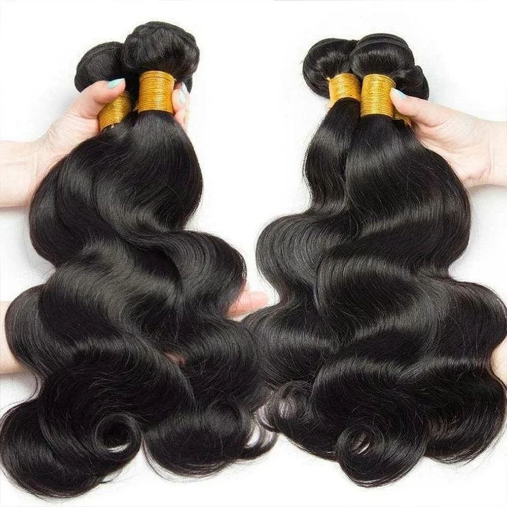 Pacotes de cabelo humano da onda brasileira do corpo, 100% extensão do cabelo humano, 8-32 em, Long Remy Hair Weave, cabelo humano virgem não processado