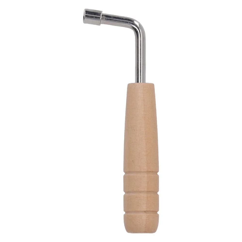L-Shape Design Piano Tuning Wrench 4mm Square Silver Instrument Tuning Wrench Wood+Metal Stringed Instrument Tuner For Lyre Harp