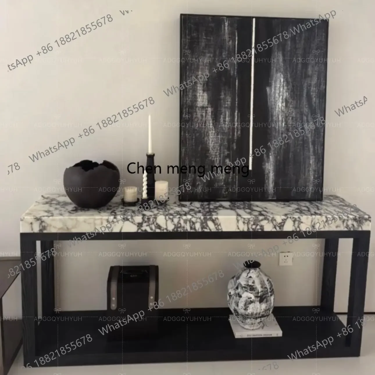 Medieval entrance slab decoration against the wall, French solid wood entrance table, background entrance cabinet