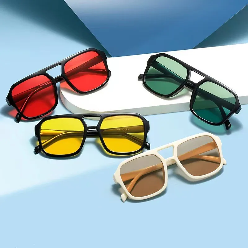 Adult Style, Sunglasses, Square Double New Beam Personalized Korean Version, Trendy Sunglasses, High-End, UV Resistant