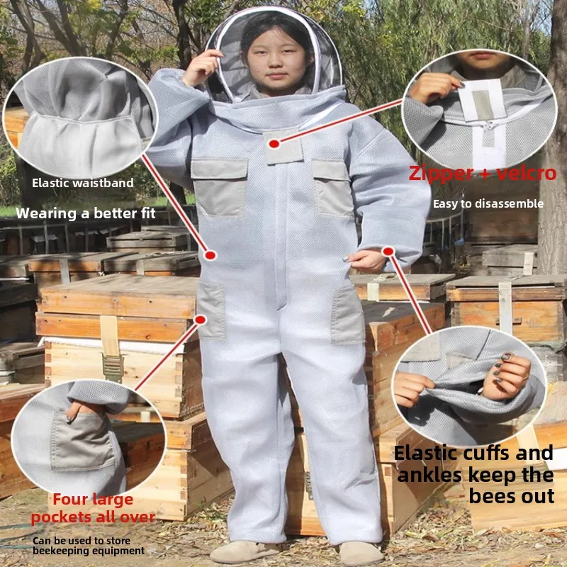 3D Air Mesh Bee Suit Full Body Anti-Sting Protective Clothing for Beekeeping Honey Harvesting Gear Lightweight Beekeeper Suit