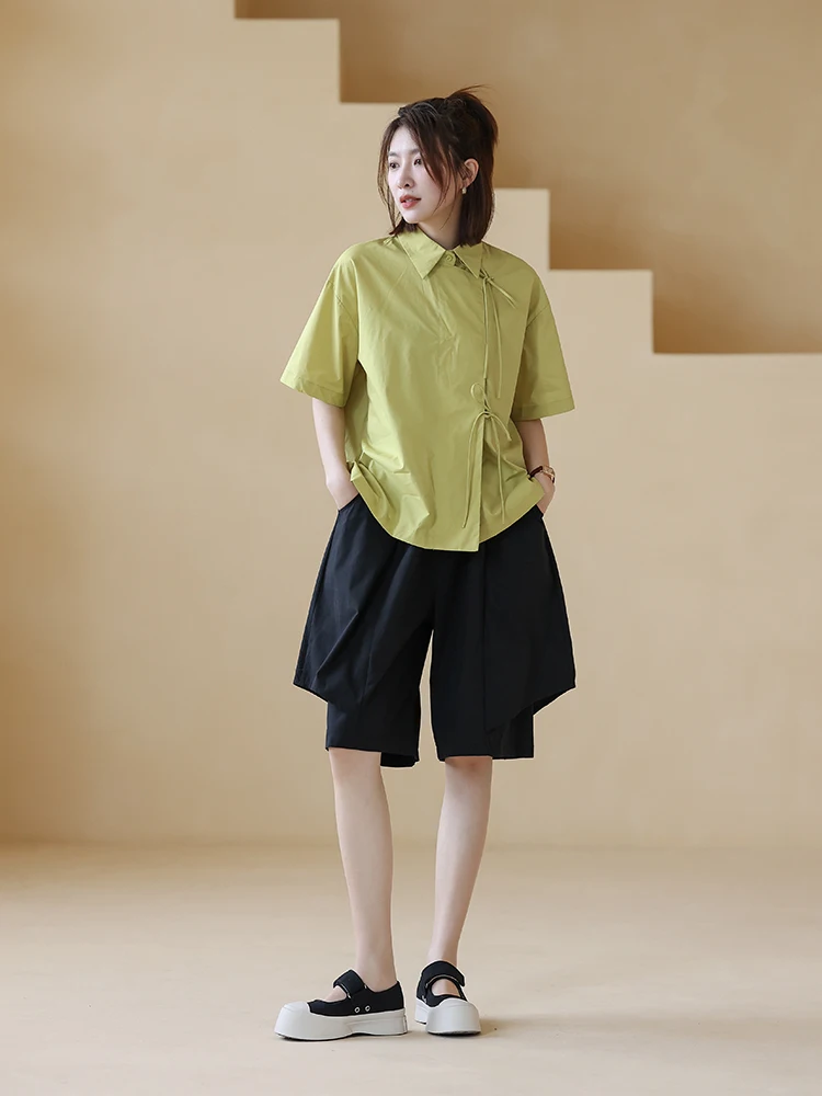 กางเกงขายาวผ้าฝ้ายบางเบาสำหรับฤดูร้อน ทรงหลวม ขากว้าง สไตล์ลำลอง ห้าส่วน ทรงบาน ใส่ได้หลายโอกาส ไซส์ใหญ่ เรียบง่าย