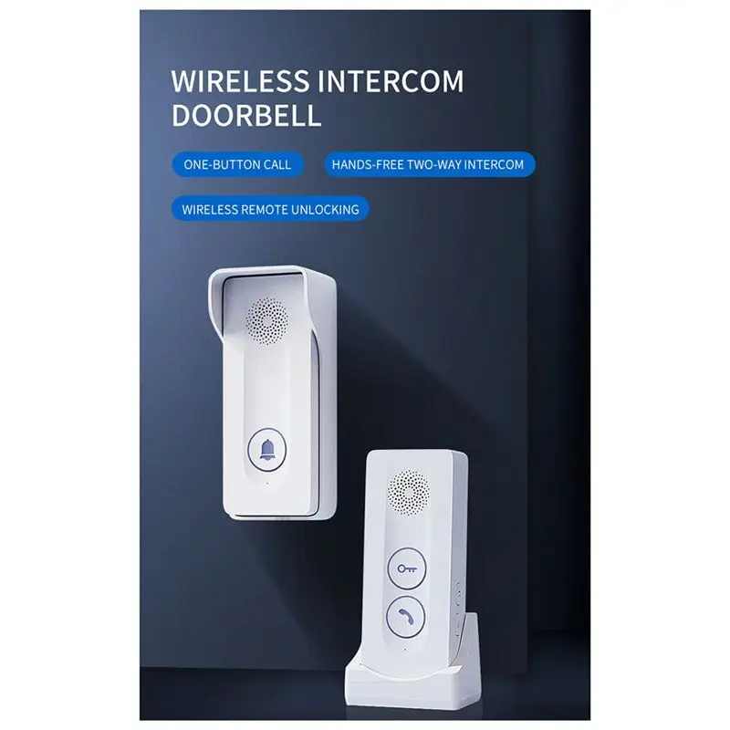 ABVA-New 800M Long Distance Outdoor Doorbell Wireless Intercom Door Phone Unlocking Two-Way Intercom 433Mhz