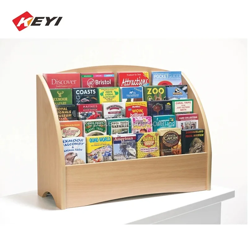 custom.Modern Eco-friendly Reusable Wooden Freestanding 10-Tier Promotion Magazine Greeting Card Display Stand Rack Easy