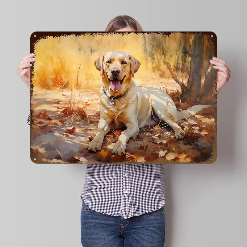 Yellow Lab Poster Customized Vintage Metal Signs Wall Art Retro Tin Plaque for Bar Accessories Gaming Room Decoration Cozy House