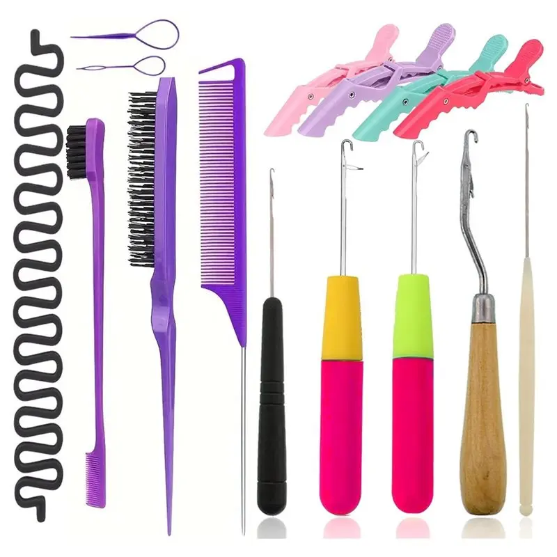 

B43C Comprehensive Hair Styling Kit In Crochet, 15-Piece Set Ideal For Braiding, Extensions And Other Applications