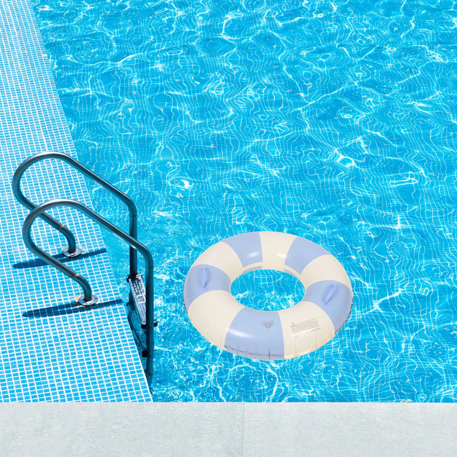 

Striped Swim Blue 90# Handle Adult Swimming Circle Floaties PVC Inflatable Adult Pool Toy Circle Summer Beach Holiday