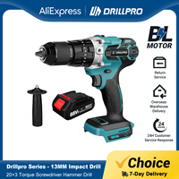 Drillpro 13MM Brushless Electric Impact Drill 20+3 Torque Screwdriver Hammer Drill Winter Ice Power Tools For Battery