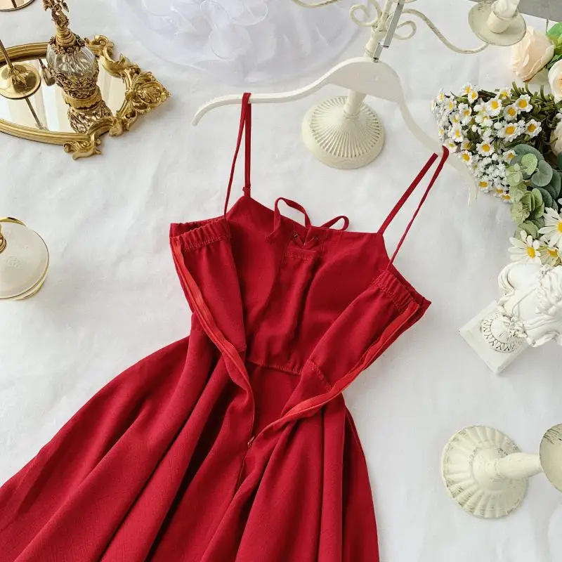 Zcwxm abiti Sexy con cinturino per le donne estate femminile scollo a V senza maniche abito a vita alta Ladys Sash Tie Up Dress