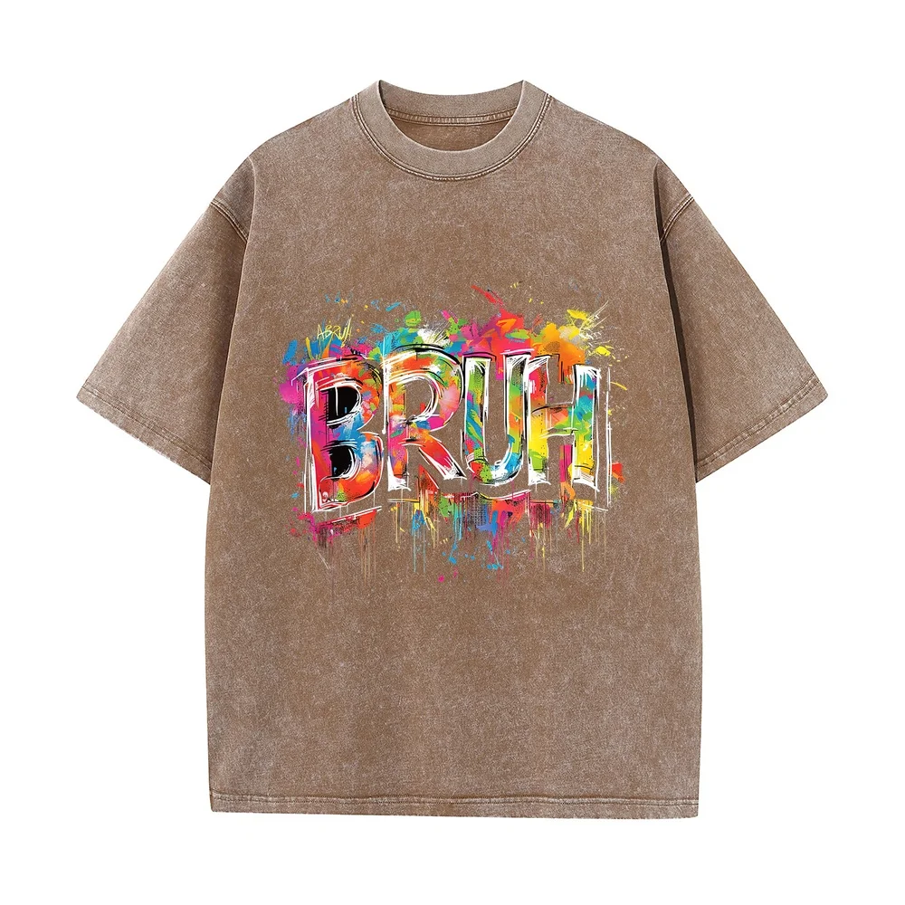 Boys Bruh Meme Funny Saying Teens Graffiti Aesthetic Men T-Shirt High Quality Short Sleeve Camisetas Футболки Anime Printed