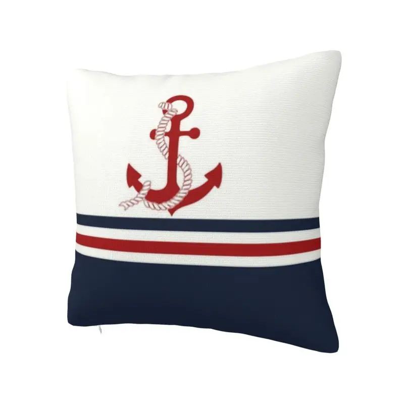Luxury Navy Blue Stripes Nautical Anchor Boat Cushion Cover for Sofa Polyester Throw Pillow Case Home Decor