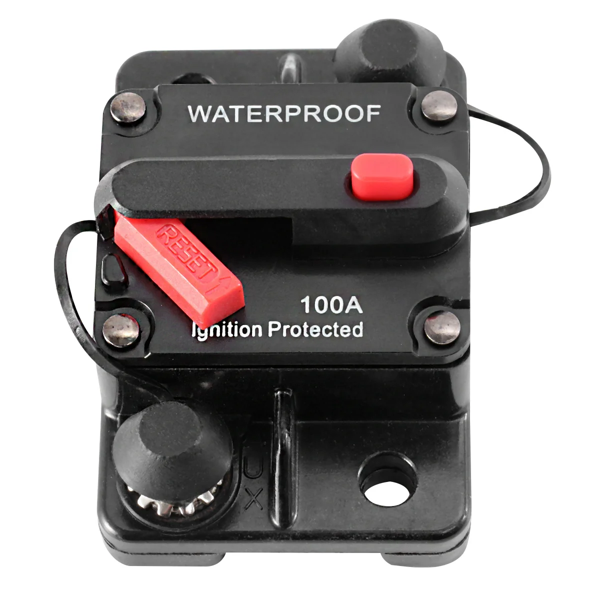 

200A High Amp Manual Reset Waterproof Circuit Breaker Dual Stud Switch Black For Car Interior Electrical Protection Control