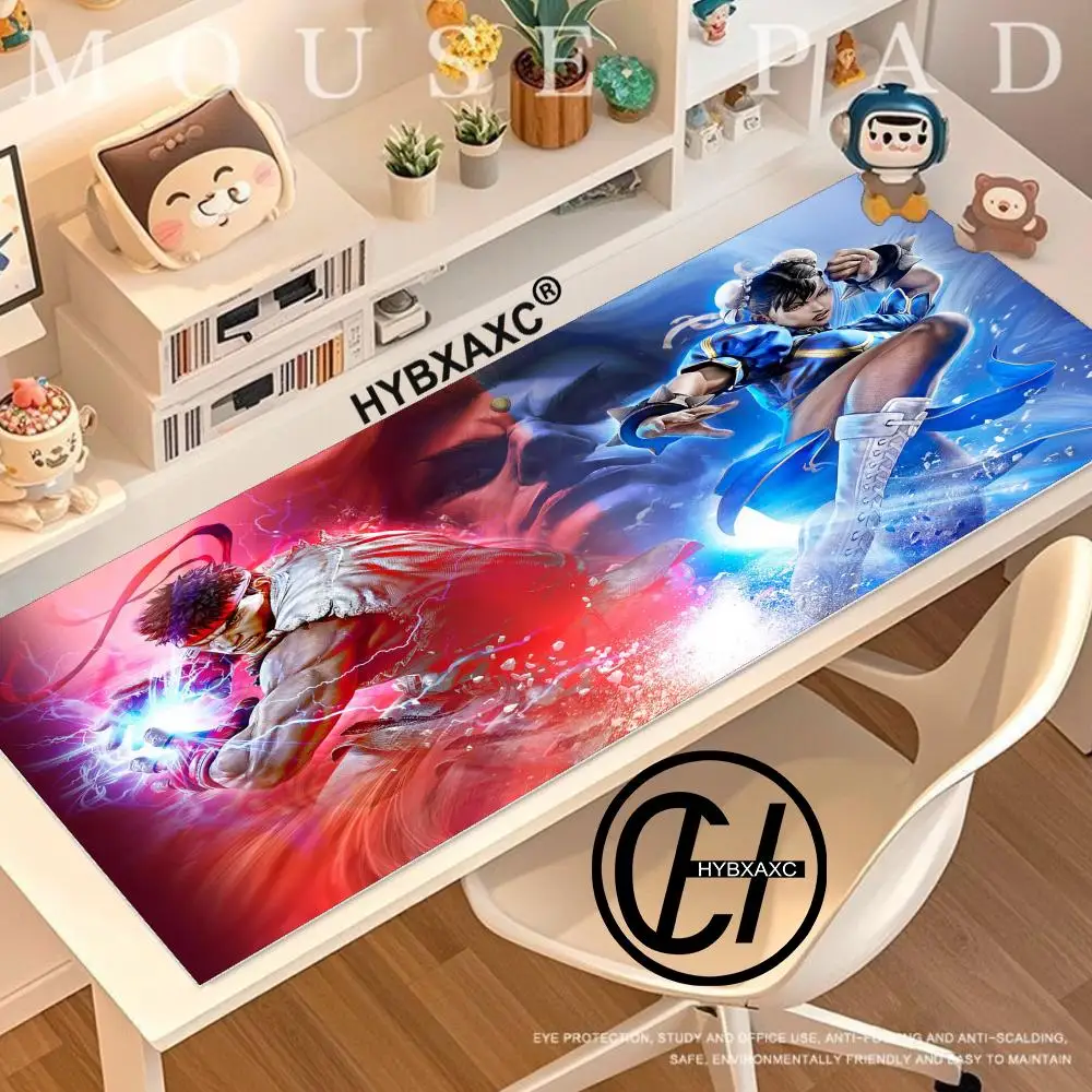 

HYBXAXC HD Mouse Pad Large rubber mouse pad with lock edge computer gamer HD Street F-ighter printing desk pad keyboard pad