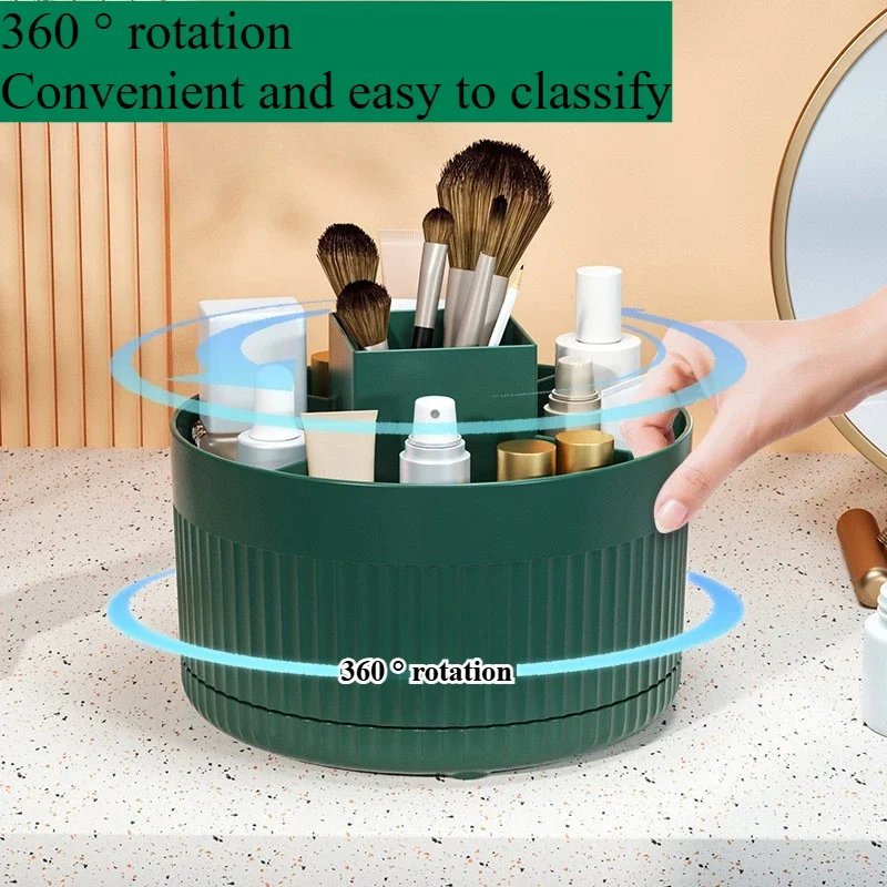 

360° Rotating Makeup Organizers Desktop Makeup Storage Box Cosmetic Brush Holder Lipstick Pencil Holder Jewelry Container