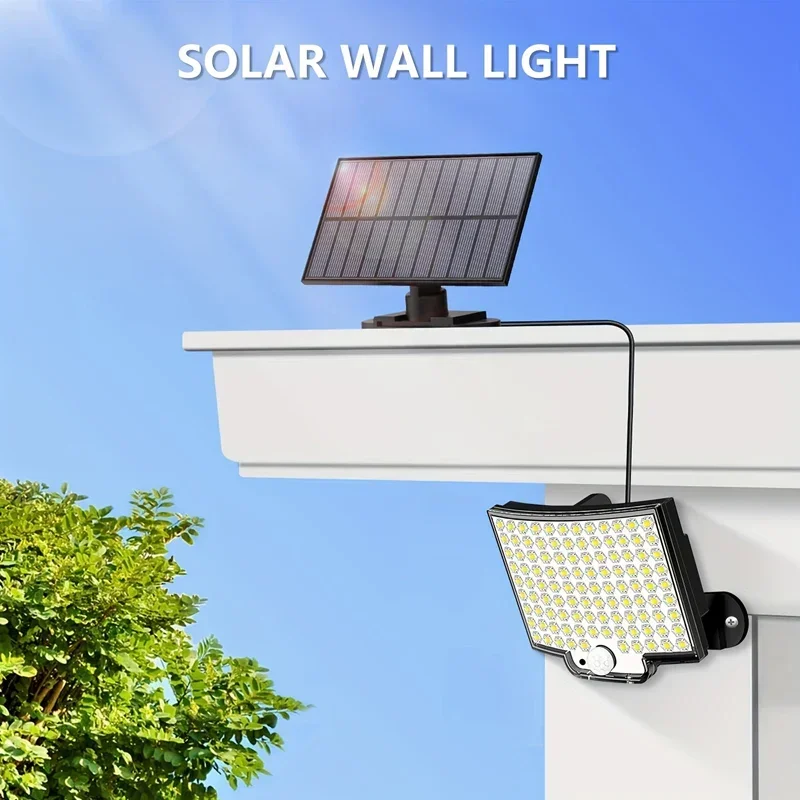 Luz Solar para exteriores con Sensor de movimiento, luces de inundación con Control remoto, impermeable, superbrillante, lámpara de pared para camino de patio, 1-3 piezas, 106led