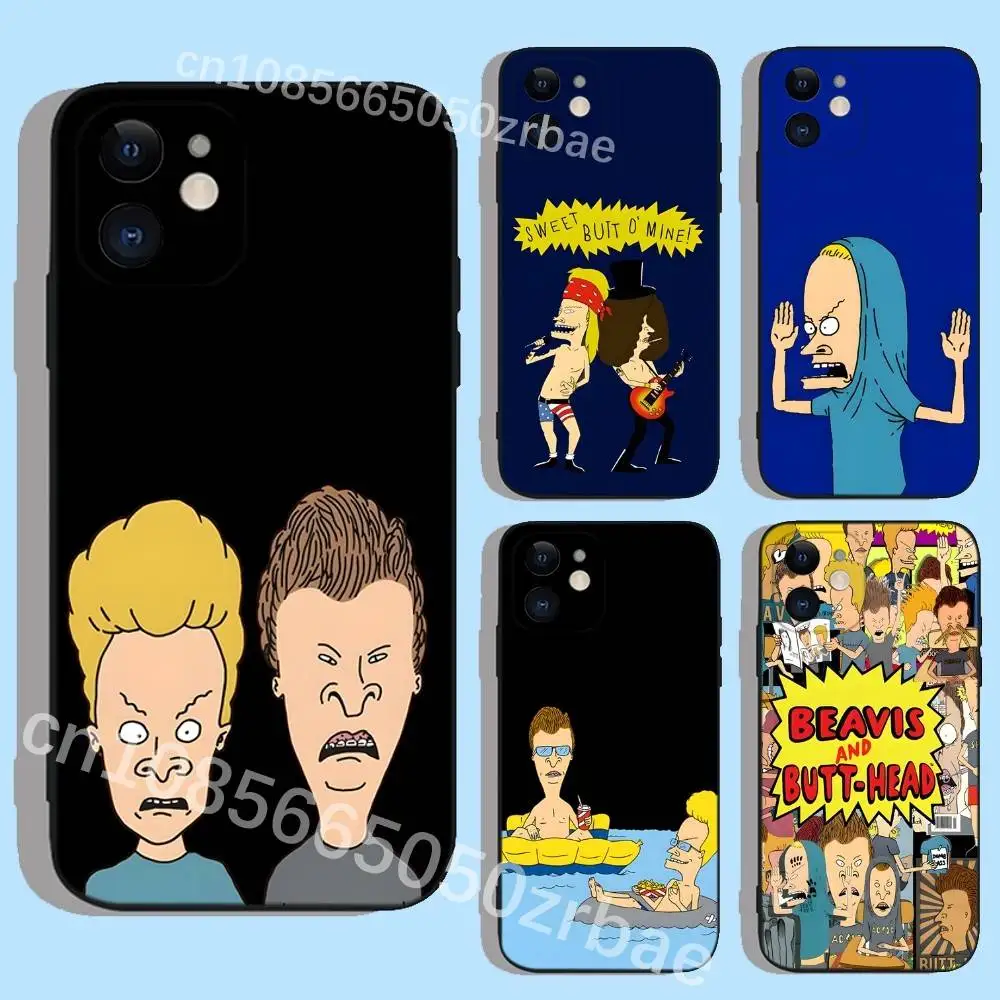 B-Beavis und Butthead Silikon-Handyhülle für iPhone 17, 16, 15, 14, 13, 12, 11 Plus, Pro, Max, XR, XS, X, 7, 8, SE, Mini