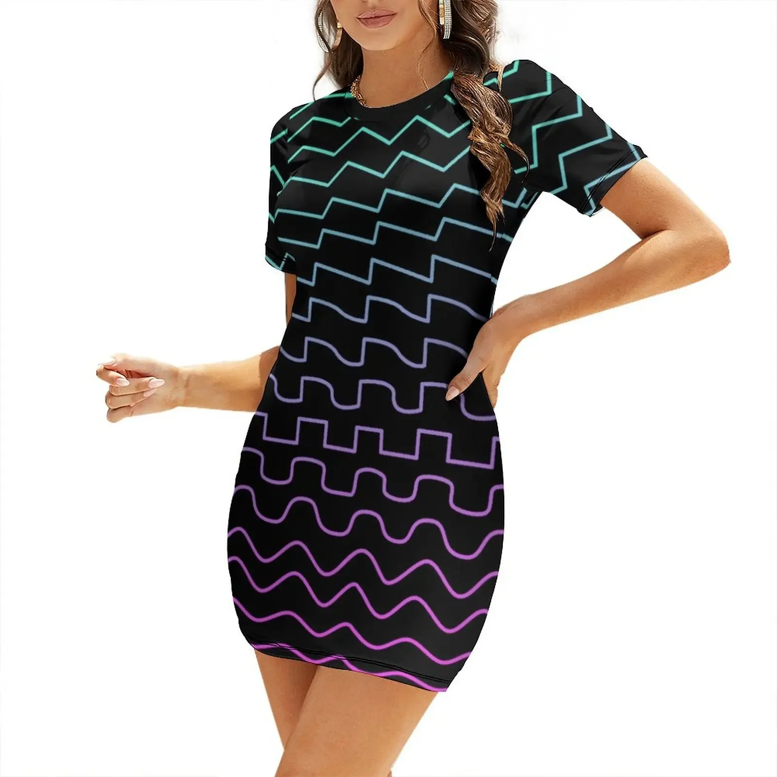 

Synthesizer Waveforms Short-Sleeved Dress Women's dresses women evening dress elegant party dress for women 2025