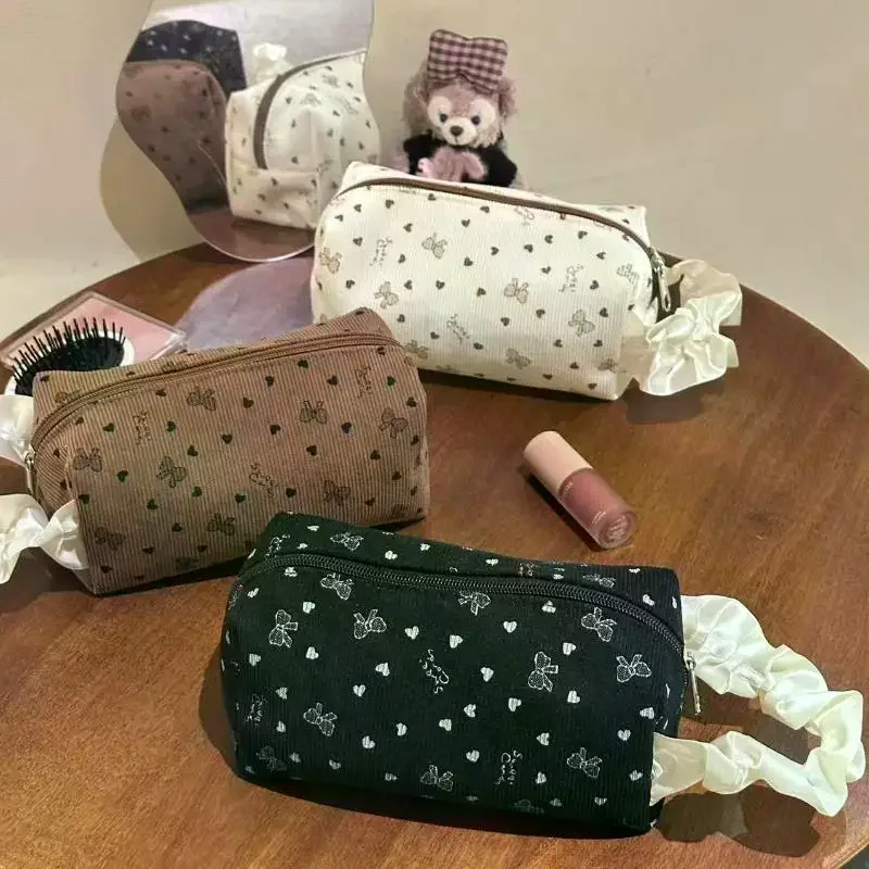 Kawaii سروال قصير القوس حقيبة مستحضرات تجميل سعة كبيرة المرأة متعددة الوظائف حقائب مستحضرات التجميل حالات حقيبة يد مقلمة حقيبة التخزين