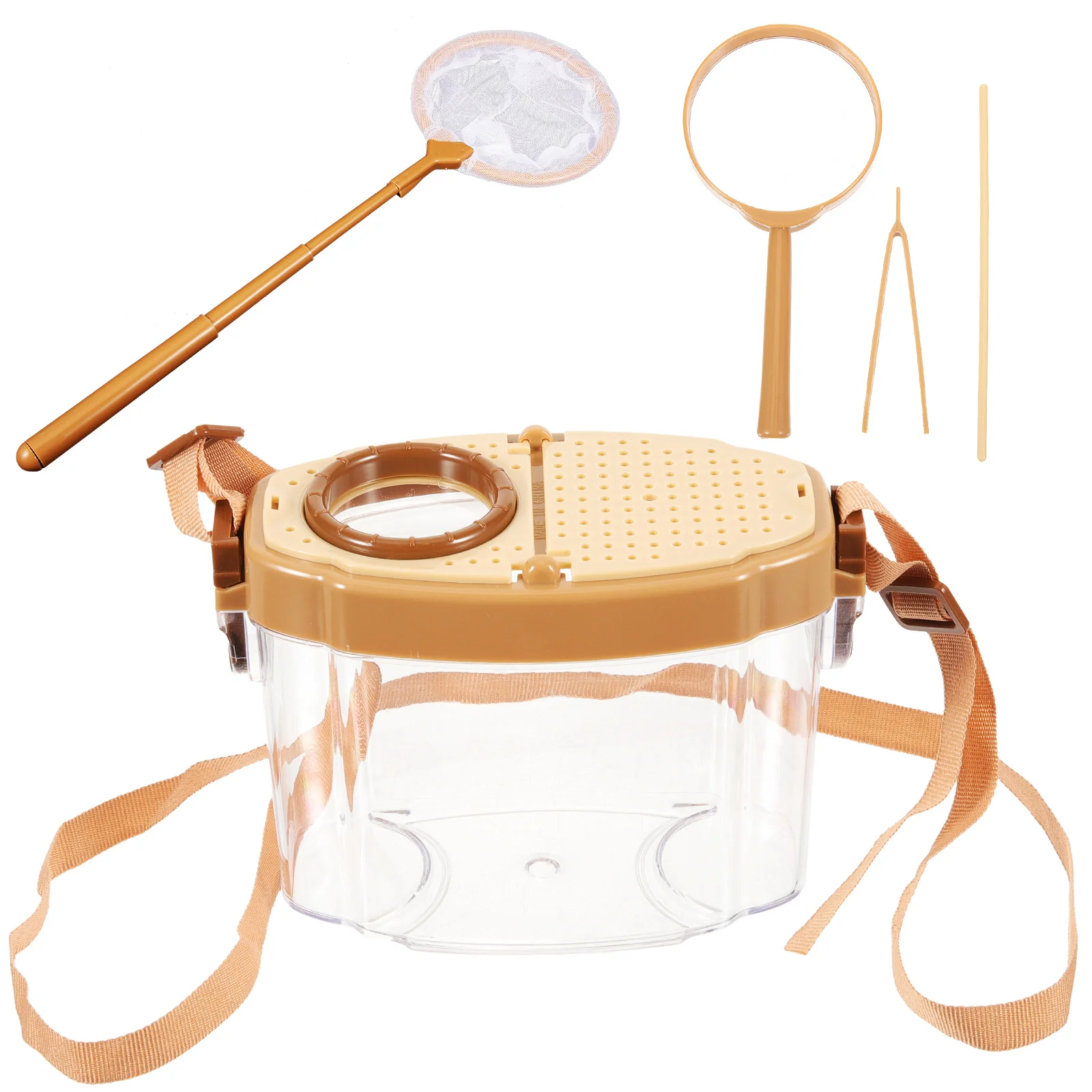Kit attrape-insectes pour enfants, boîte d'observation des insectes, outil d'exploration en plein air, loupe à rabat, sangle réglable pour enfants, 1 ensemble