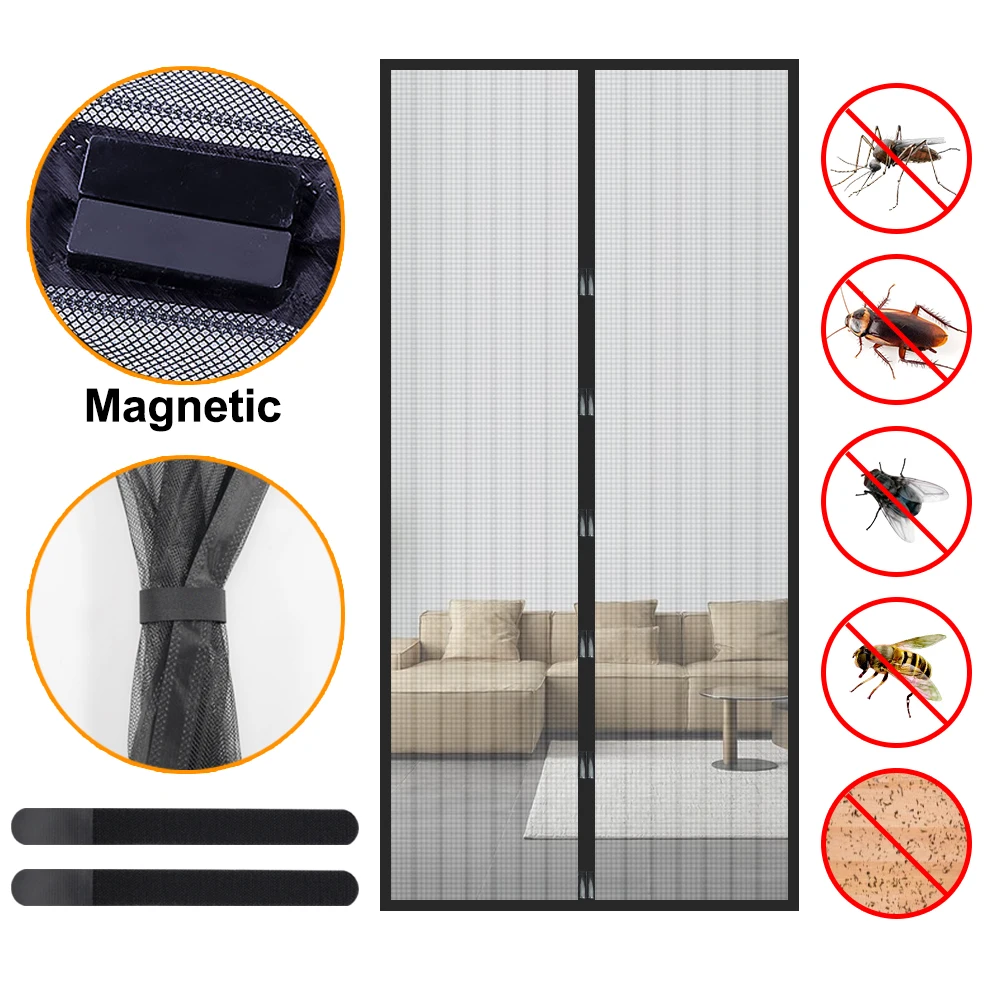 Magnetic Screen Door Curtain, Anti-Mosquito Net, Fly, Insect Screen Mesh, Automatic Closing Door Screen,