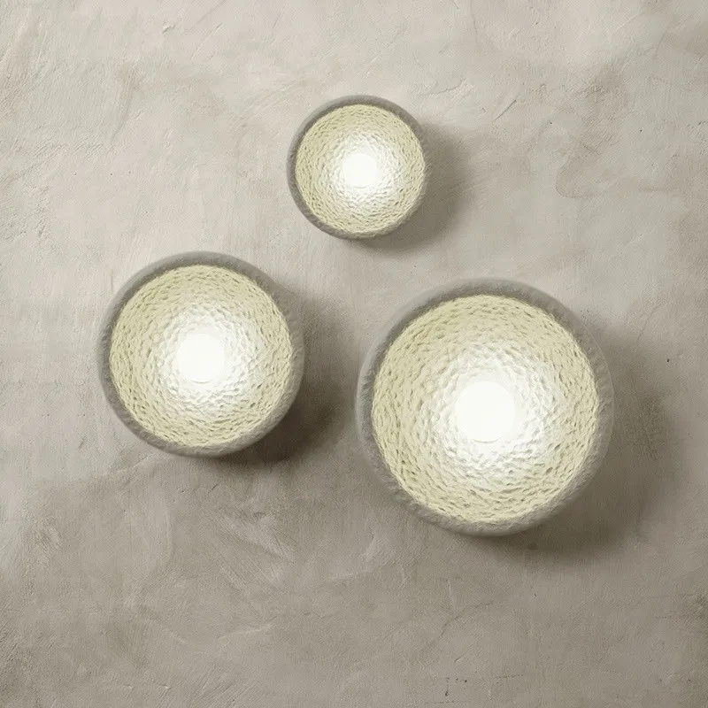 Japanese Minimalist Wall Lamps Wabi Sabi Style Circular Disk Retro Zen Living Room Bedroom Bedside Wall Lights Homestay Teahouse