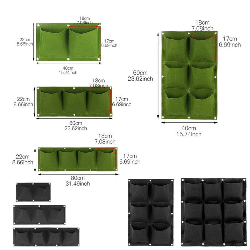 Pocket Wall Hanging Planting Bags Gardening flowers Plant Grow Pot Planter vegetables Home Garden Tool D2