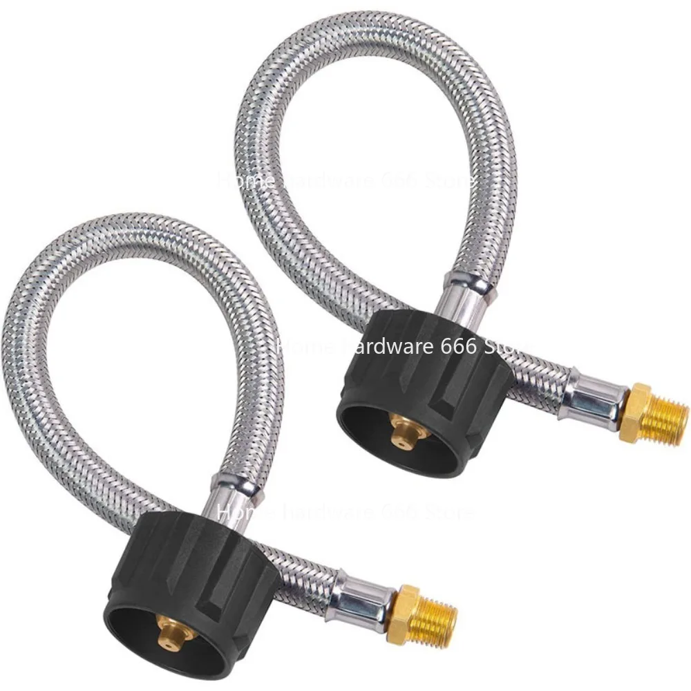 15 Inch Long Stainless Steel Braided Wire Propane High Pressure Connection Pipe Gas Inlet 1/4NPT Air Outlet Thread 1 Piece