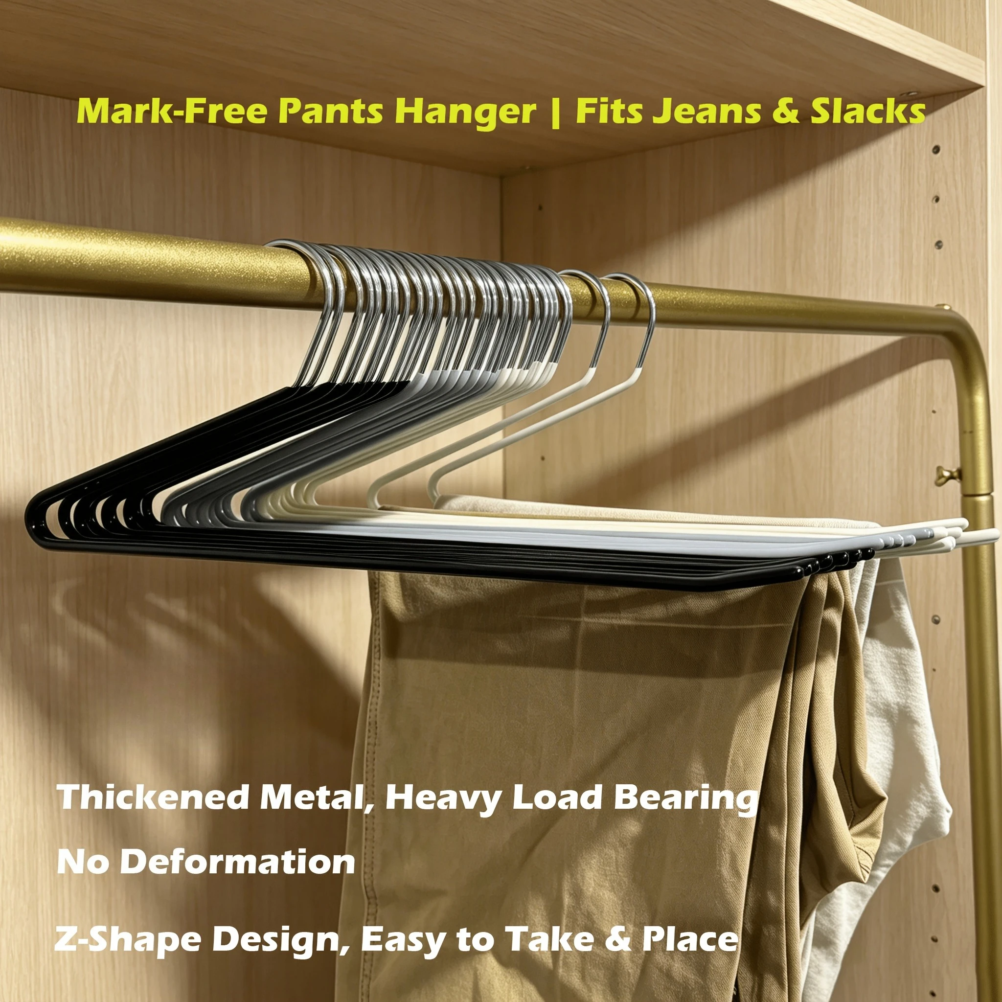 Z Type Pants Hangers,Load-Bearing And Non-Deformable,Stackable Wrinkle-Free Trouser Rack for Jeans Slacks, Suitable for Closet