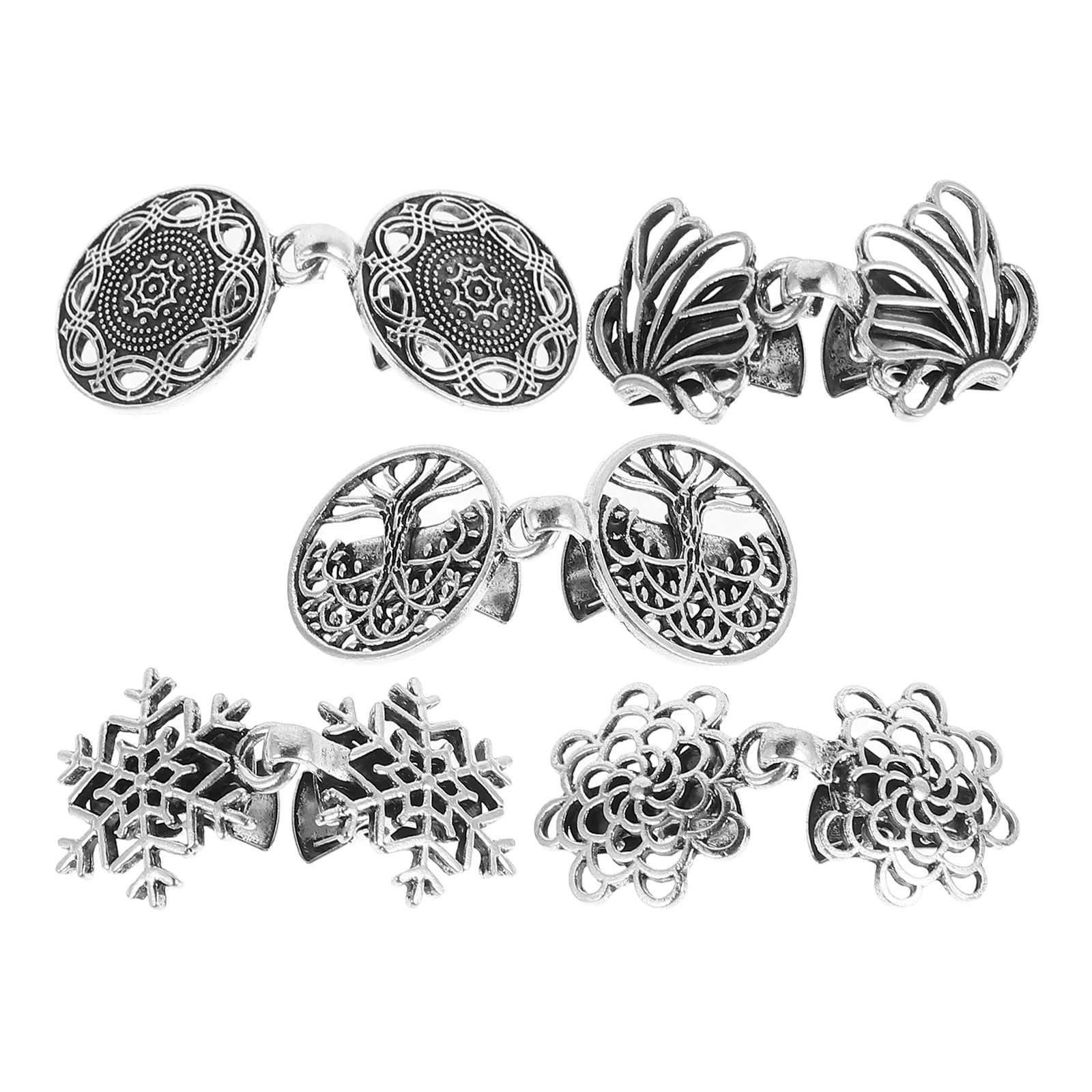 

5Pcs Hollow Flower Cardigan Clip Scarf Buckle Shawl Pin Vintage Metal Clothing Clasps for Sweaters Shirt Collar Dress Hooks