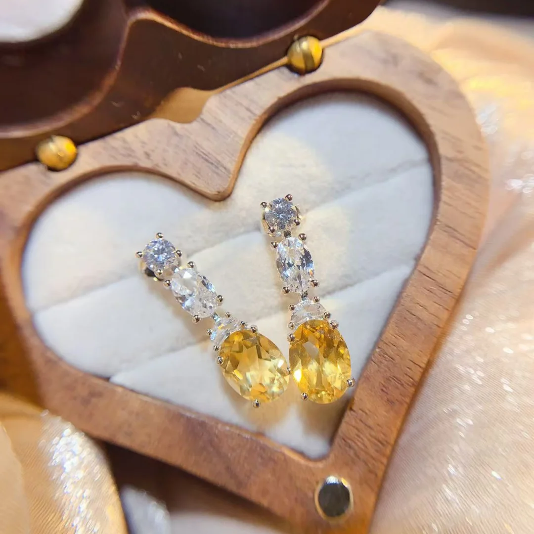 New model exudes elegance Natural Crystal Earrings S925 Pure Silver Fashion Jewelry Classic Gemstone Jewelry Designer style