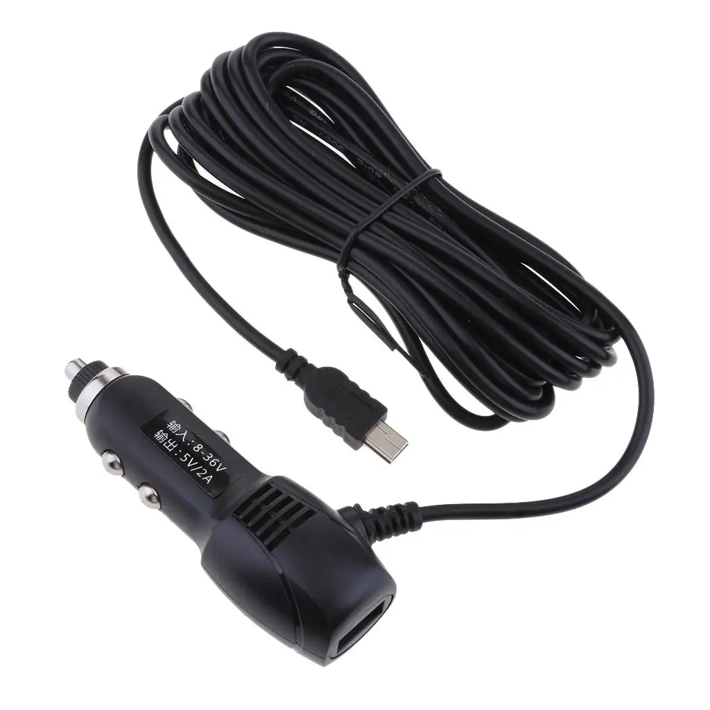 Adaptador de cargador DVR para coche Mini USB de 5V 2A de 3,5 m para varios navegadores GPS SAT