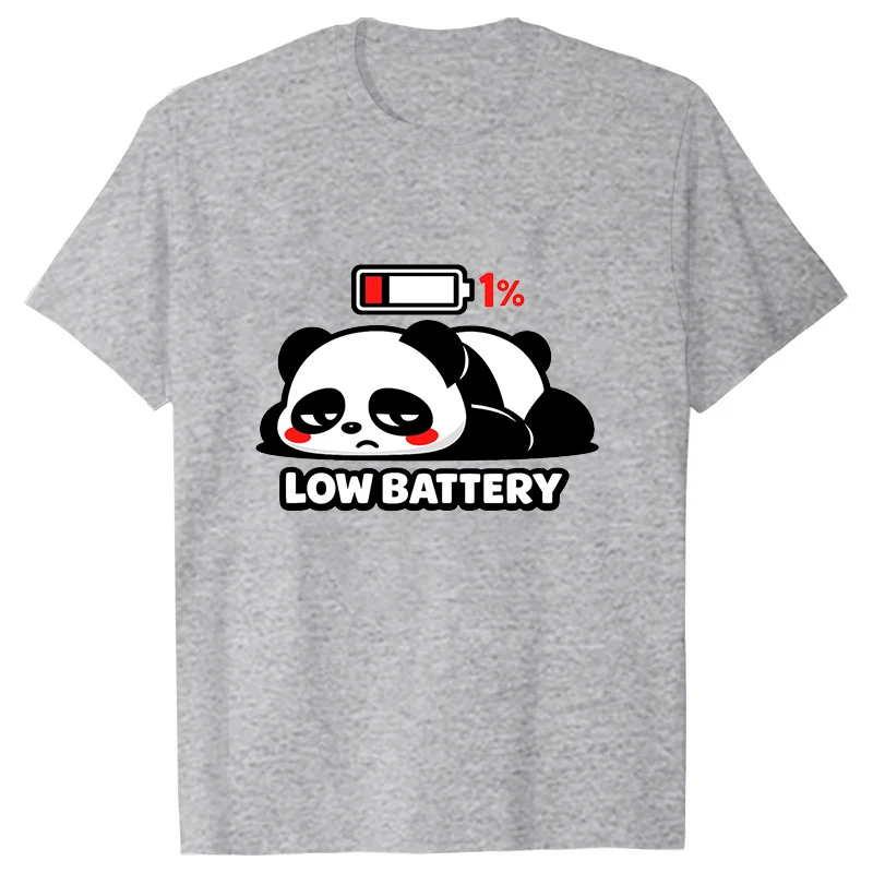 Low Battery Pattern Simple Women Men T-Shirt Short Sleeves Harajuku Unisex Fun Tee Summer Trend Large Size Round Neck Couple Top