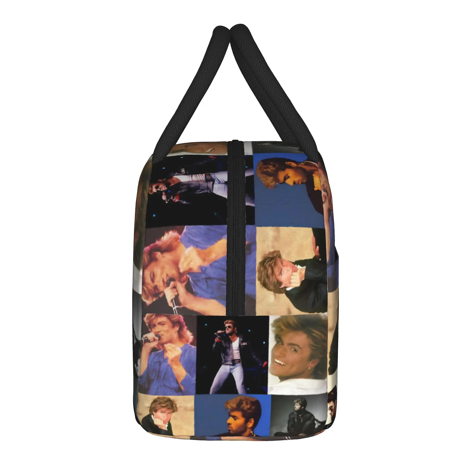 George Michael British Singer Lunch Bag Kawaii Lunch Box Travel Portable Zipper Thermal Lunch Bags For Child Oxford Cooler Bag