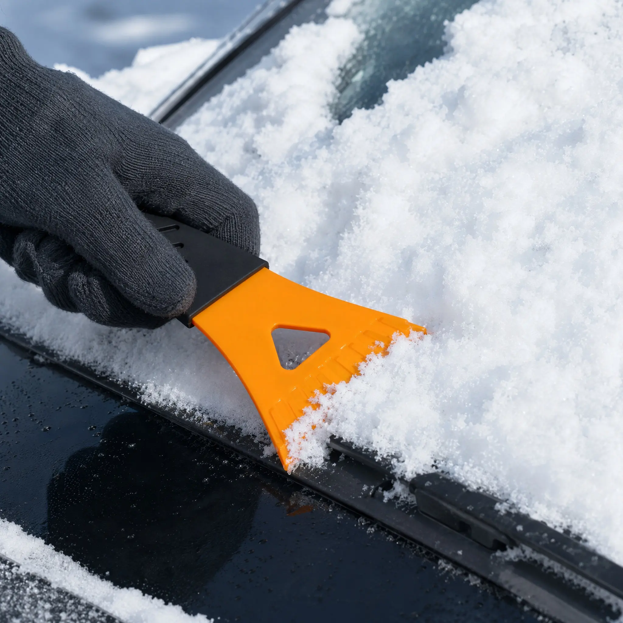2Pcs Heavy-Duty Plastic Snow Shovel & Ice Scraper for Car Windshield, Roof, Hood, Trunk – Ergonomic Design